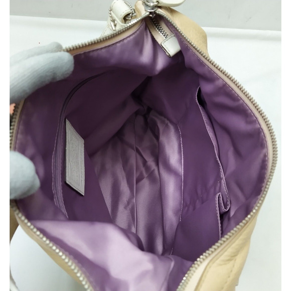 Coach Penelope Beige Pebbled Leather Turnlock Front Pocket Zipper Shoulder Bag - Picture 9 of 16